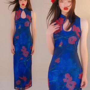Where East Meets Y2K: The Indigo Poppy Qipao That Stops Time